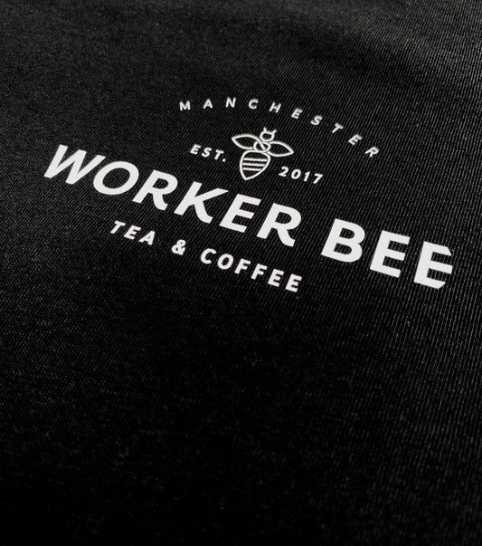 Worker Bee Tea & Coffee 100% Organic Cotton Black Men's T-Shirt with Dave Draws Illustration