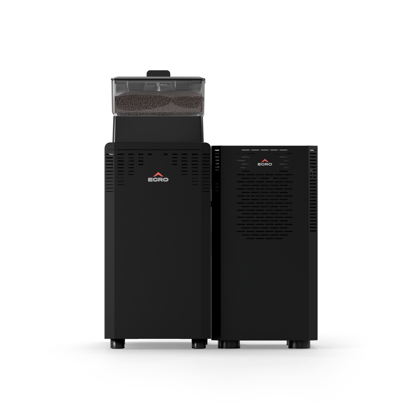 Two black air purifiers with a brand logo on a transparent background