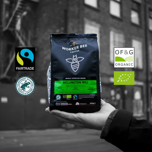 Wellington Mill (Fairtrade, Rainforest Alliance & Organic) Espresso Coffee Beans 500g