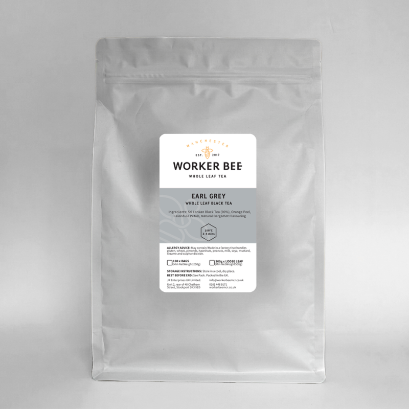 Earl Grey Whole Leaf Black Tea - Biodegradable Tea Bags (100)