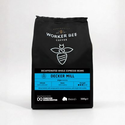Decker Mill Swiss Water Decaf Espresso Coffee Beans 500g