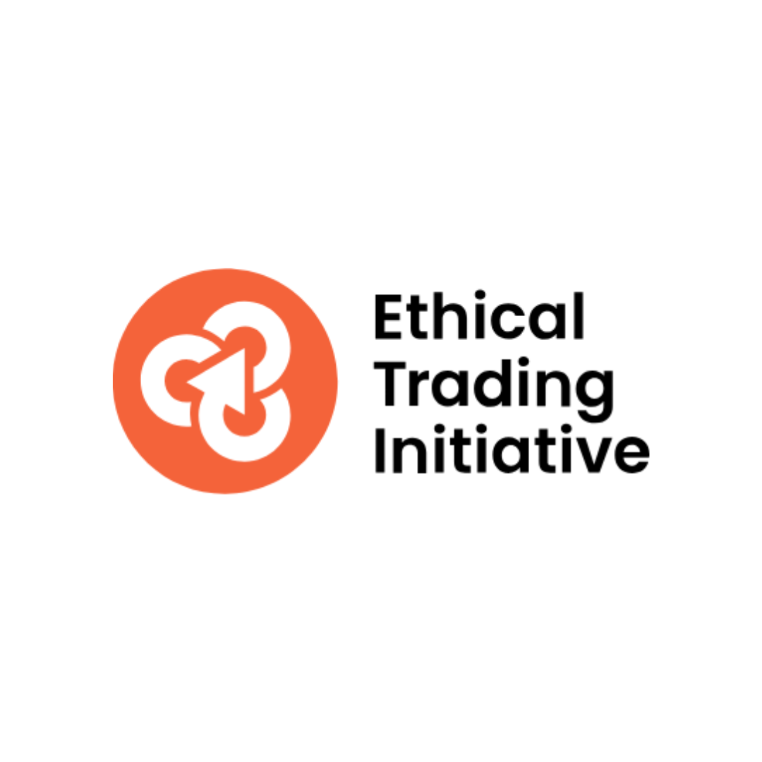 Ethical Trading Initiative logo with an orange circle and white design on a white background