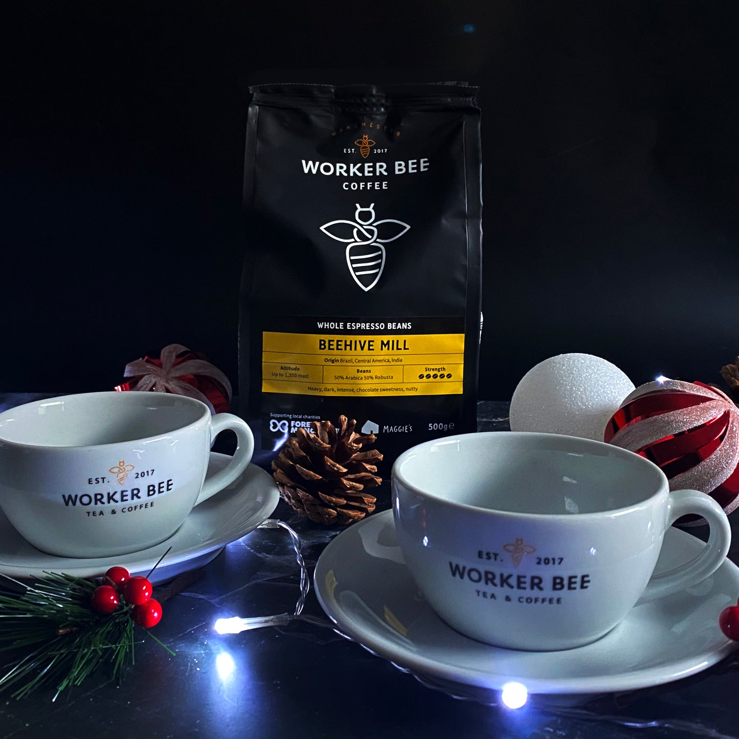 Beehive Coffee Beans & Cappuccino Cup Gift Box