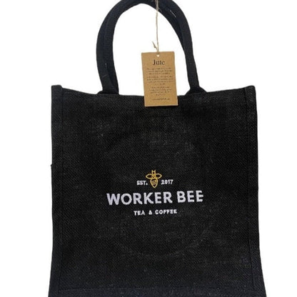 Worker Bee Black Jute Bag
