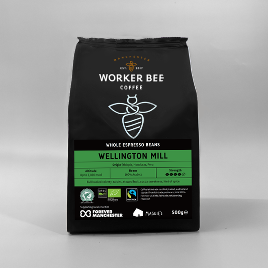 Wellington Mill (Fairtrade, Rainforest Alliance & Organic) Espresso Coffee Beans 500g