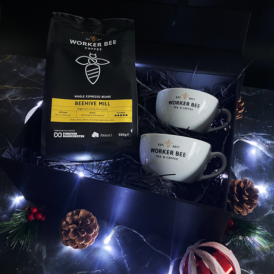 Beehive Coffee Beans & Cappuccino Cup Gift Box